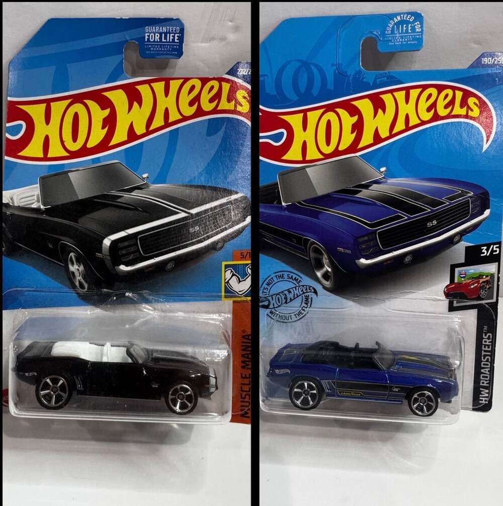 Two Hot Wheels 69 Camaro Convertible Muscle Mania  222/250